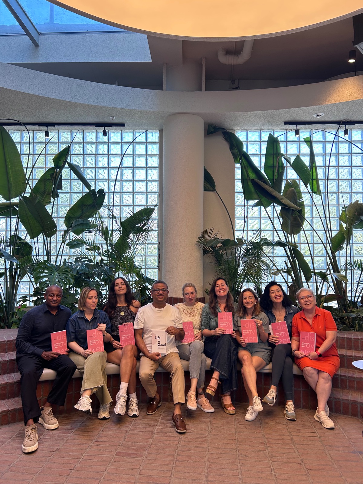 Cohort community gathered in the atrium